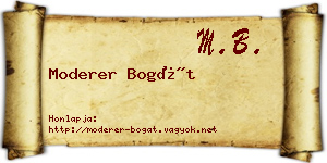 Moderer Bogát névjegykártya